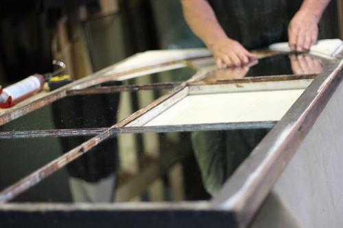 We are ready and equipped to take on custom glass/mirror restoration projects. If visiting us locally, you can often see us working on a unique piece for a customer.